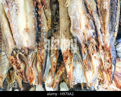 Dried salted fish Barracuda or local called Ikan Alu Alu on display at ...