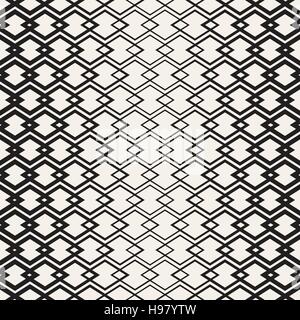 Rhombus Overlapping Lines Lattice. Vector Seamless Black and White Pattern. Stock Vector