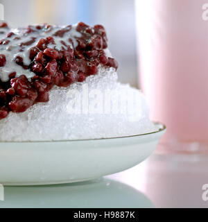 Traditional Japanese Dessert , A Bowl of Red Bean Sweet with  ice Stock Photo