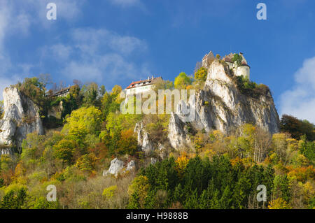 Beuron: Werenwag castle above the Danube in Upper Danube Nature Park, Schwäbische Alb, Swabian Alb, Baden-Württemberg, Germany Stock Photo