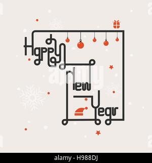 Happy new year lettering abstract background.Handdrawn Happy new year typography.Celebration quote'Happy new year' for postcard,Happy new year icon/lo Stock Vector