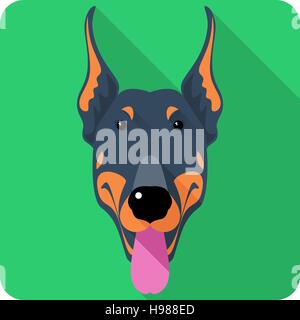 Vector dog Doberman Pinscher icon flat design Stock Vector