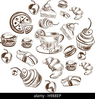 Detailed food sketch Stock Vector