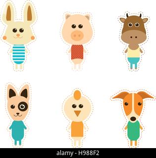 Great designed set of cute animals Stock Vector