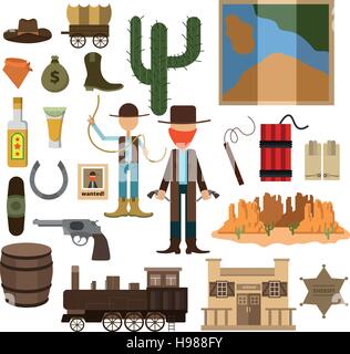 Great designed set of wild west Stock Vector