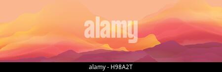 Abstract Smooth Blurred Mountain Landscape Panorama - Vector Illustration Stock Vector
