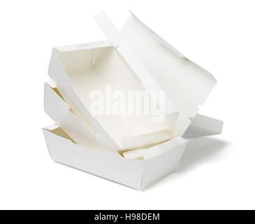 Stack of Takeaway Boxes on White Background Stock Photo
