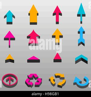 Set of colored arrows icons. Vector illustration, EPS 10 Stock Vector