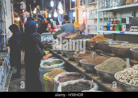 ISFAHAN, IRAN - OCTOBER 06, 2016: Inside spice market at Isfahan Grand Bazaar Stock Photo