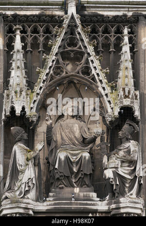 Religious statuary outside Aachen cathedral,  North Rhine-Westphalia, Germany Stock Photo