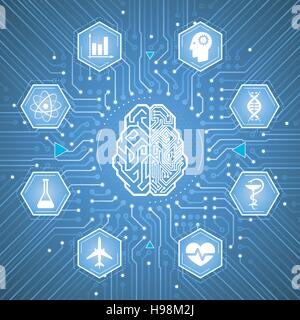 Cybernetic Brain Stock Vector