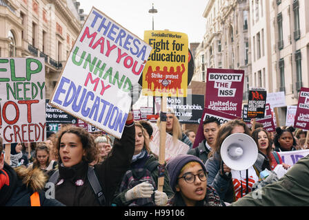 London, UK. 19th Nov, 2016. Protsters march down Whitehall in central London as part of the National Union of Students United for Education demonstration. Credit:  Jacob Sacks-Jones/Alamy Live News. Stock Photo