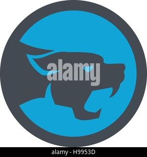 Illustration of black panther cat head growling viewed from the side set inside circle on isolated background done in retro style. Stock Vector