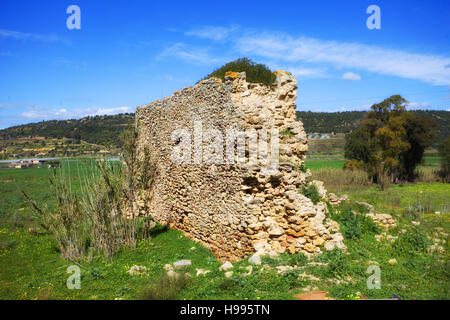 Old ruins water mill with aqueduct. Acate. Sicily Stock Photo