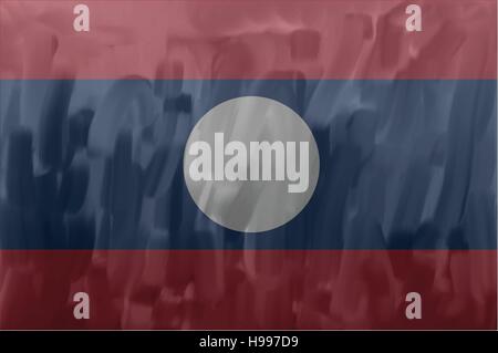 Laos painted / drawn vector flag. Dramatic, unusual look. Vector file contains flag and texture layers Stock Vector