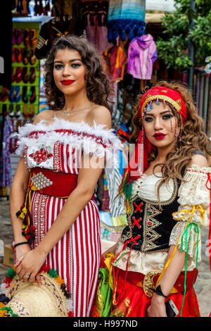 Two Moroccan Women In Costume, Chefchaouen, Morocco Stock Photo