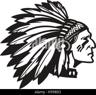 American Indian Chief. Logo or icon. Vector illustration Stock Vector