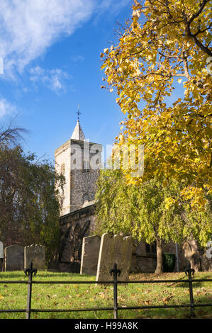 Whitburn Parish church in autumn, Whitburn Village, north east  England, UK Stock Photo