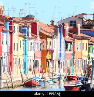Colourfully painted houses on Burano island near Venice in northen Italy Stock Photo