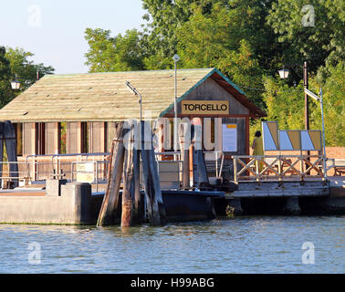 Ferry Boat Stop in Torcello a little  island near Venice in Italy Stock Photo