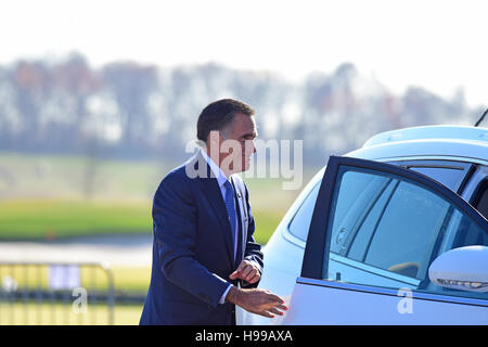 Bedminster, United States. 19th Nov, 2016. Erstwhile rival & critic, former Massachusetts governor, Mitt Romney after his arrival at Trump's Bedminster, New Jersey country club. Credit:  Andy Katz/Pacific Press/Alamy Live News Stock Photo