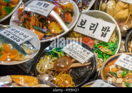 Traditional food market in Seoul, Korea. Stock Photo