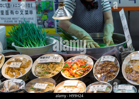 Traditional food market in Seoul, Korea. Stock Photo