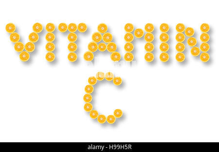 Vitamin C made from orange halves over a white background Stock Photo