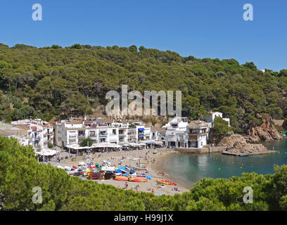 The tiny pretty holiday resort of Tamariu on the Costa Brava in Spain Stock Photo