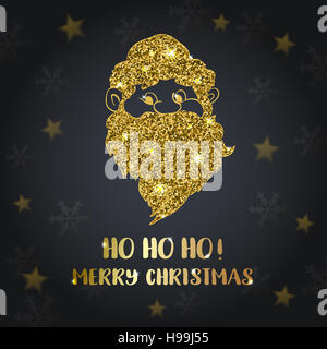 Black Christmas background with golden Santa Claus. Stock Photo