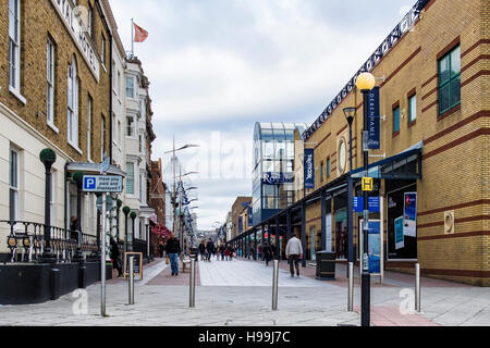 High street shops, pedestrianised shopping area. Southend-on-sea, Essex,England Stock Photo