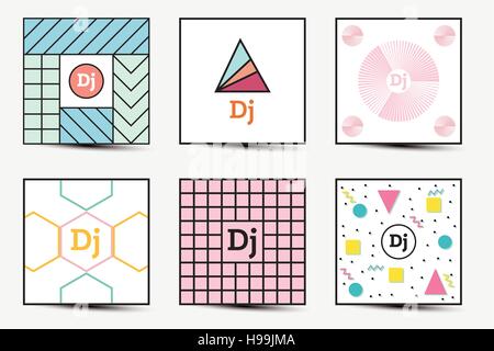 Set of Backgrounds with Modern Geometric Design. Template for Covers, Placards, Posters, Flyers and Banner Designs. Vector illustration. Stock Vector