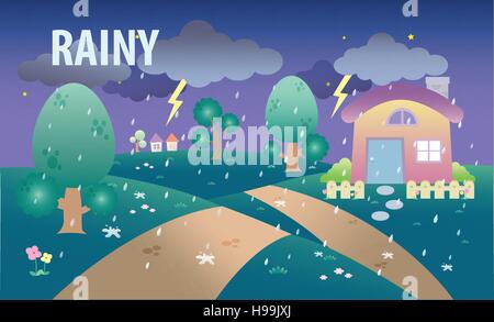 Vector illustration of Rainy Stock Vector