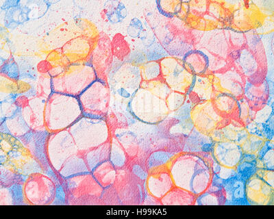 bubbles watercolor red handmade Stock Photo