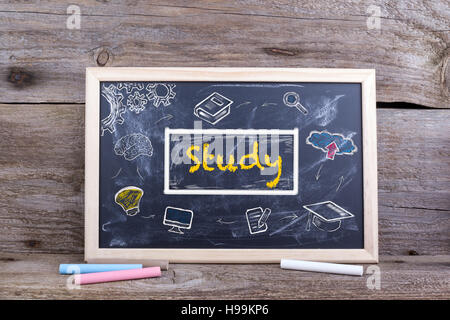 Study on blackboard. Knowledge Education Academics Learning Concept Stock Photo