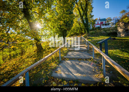 Staircase on the trail to Jefferson Rock, in Harpers Ferry, West Virginia. Stock Photo