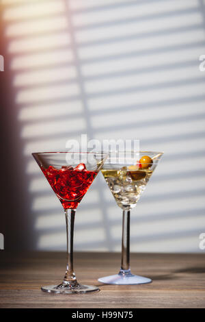 Cocktails in Art Deco glasses at the bar Stock Photo