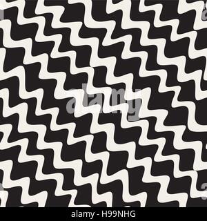 Vector Seamless Hand Drawn Wavy Diagonal Stripes Pattern Stock Vector