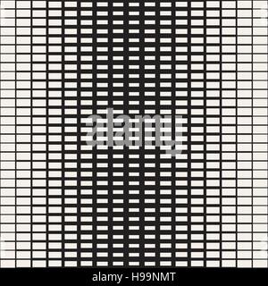 Rectangle Transition Halftone Grid. Vector Seamless Black and White Pattern. Stock Vector