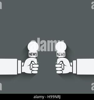 hands with microphones - vector illustration. eps 10 Stock Vector