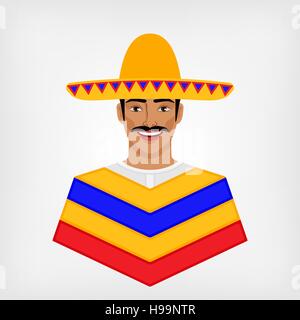Mexican man in traditional clothes. vector illustration - eps 8 Stock Vector