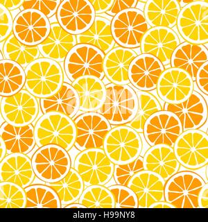 lemons and oranges slices seamless pattern - vector illustration. eps 8 Stock Vector