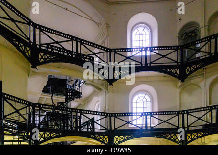 Landing inside Crumlin Road Gaol, a Victorian prison modelled on Pentonville in London. Stock Photo