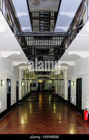 Landing inside Crumlin Road Gaol, a Victorian prison modelled on Pentonville in London. Stock Photo