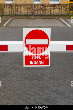 red with white no entry sign in dutch language geen ingang Stock Photo