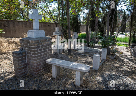 Polish part of Doulab Cemetery in Tehran city - main and largest place of burial of Polish refugees in Iran, in period of WW2 Stock Photo