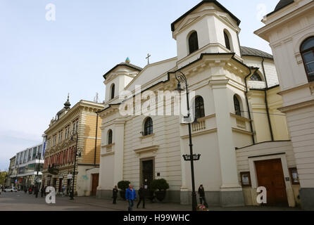 KOSICE, SLOVAKIA - March 30, 2016: View on the central street with church in Kosice city, Slovakia. Stock Photo