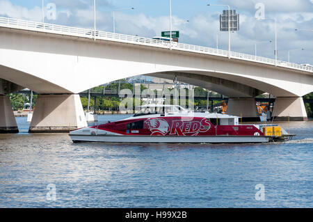 Transdev Brisbane ferry boat on Brisbane River, Brisbane City, Brisbane, Queensland, Australia Stock Photo