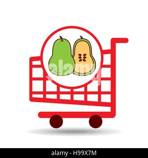 pear shopping cart graphic vector illustration eps 10 Stock Vector