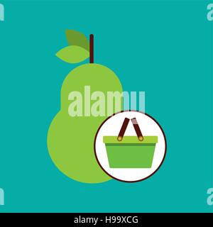 green basket fresh pear design icon vector illustration Stock Vector